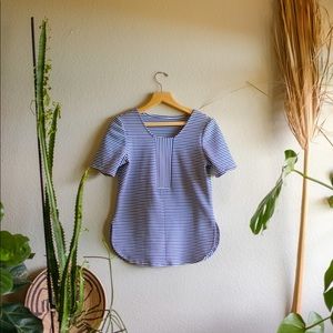 Fun striped hand sewn vintage polyester shirt!